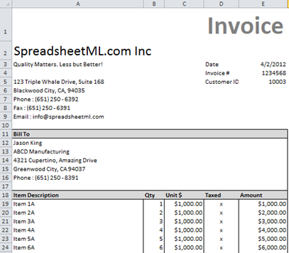 download invoice template excel 2007