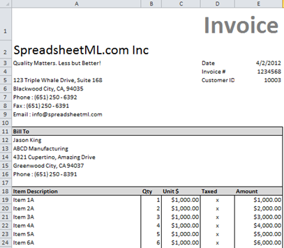 invoice excel template free download