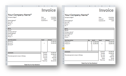 excel billing invoice template